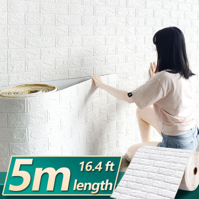 5m Long Home Decor 3D Wall Sticker Imitation Brick Bedroom Waterproof Self-adhesive DIY Wallpaper For Living Room Backdrop