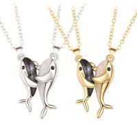 2Pcs Magnetic Couple Love You Whale Pendant Necklace for Men Women Jewelry Wedding Lovers Good Friend Best Necklace Pendant