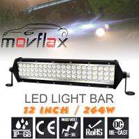 MovFlax ขับรถบนท้องถนนไฟ LED รถบรรทุก5แถว12นิ้ว264W,คานไฟบาร์ Led ผสมสำหรับรถแทรกเตอร์รถบรรทุกเรือ