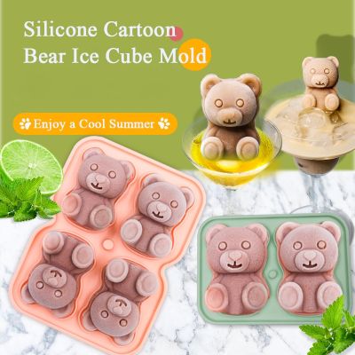 Cute Bear Ice Cube Mold Silicone Ice Cube Tray Popsicle Ice Cream Frozen Ice Ball Ice Box Ice Maker Mould Kitchen Accessories