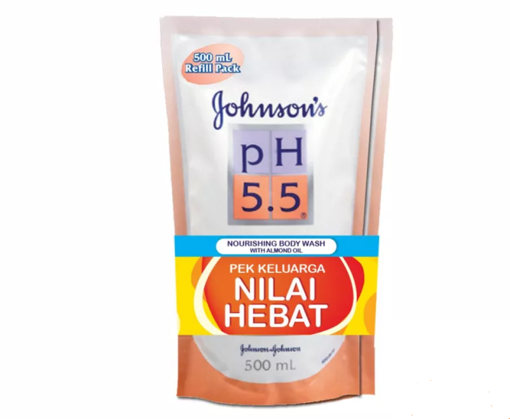 Johnson & Johnson pH 5.5 2 In 1 Body Wash Refill 500ml x 2 Almond Oil