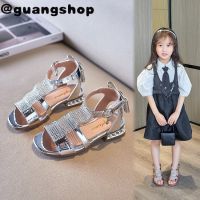 guangshop แฟชั่น Shining Glossy หนังรองเท้าแตะหญิง Bowknot 3-16ปี Anti-Slippery Soft Sole รองเท้าแตะเจ้าหญิงรองเท้าเด็ก T22N06CC-18