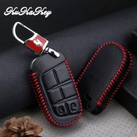 ☌ 2018 Leather Car Keychain Key Case Cover For Jeep Grand Cherokee Compass Patriot For Dodge Journey Chrysler 300C Car Key Shell