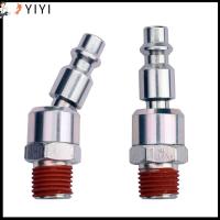 YIYI 2PCS 1/4in NPT ข้อต่อหมุนและปลั๊ก ด้ายสำหรับผู้ชาย ยืดหยุ่นได้ อุปกรณ์ท่ออากาศ ทนทานและทนทาน อุปกรณ์สำหรับอุตสาหกรรม ปลั๊กลมหมุน เครื่องมือนิวเมติก