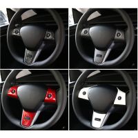 For Tesla Model Y Model 3 2021 Carbon Fiber Car Steering Wheel Trim Cover Frame Decorative Sticker Interior Styling Accessories