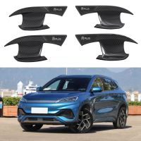 Car Carbon Fiber Abs Door Bowl Protector Trim Stickers Interior Accessories for Byd Atto 3 Yuan Plus 2022