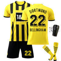 Borussias Dortmunds เสื้อเจอร์ซีย์เตะฟุตบอลสำหรับเด็กผู้ใหญ่22-23 Jersey Bola Home เสื้อเจอร์ซีย์เตะฟุตบอลเบอร์9 Haalands No. 11 Reuss No. 22 Bellinghams Jersey พร้อมถุงเท้านักบอล0000