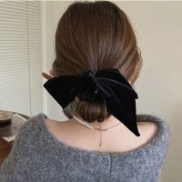 New Vintage Velvet Bow Scrunchie Rabbit Knot Hair Rope Ribbon Elastic Ponytail Holder Hair Tie Solid Hair Accessories Winter Hair Accessories