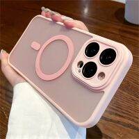 เคสชาร์จไร้สายแม่เหล็กสีลูกอม Magsafe ซิลิโคนนิ่มสีด้านใสสำหรับ iPhone 15 14 Pro Max 13 12 11