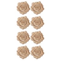 4X Furniture Wood Carving Appliques Vintage Nautical Decor Cabinet Door Solid Decals Flowers Pattern Carved Wooden