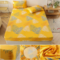 Polyester Fashion Print Fitted Sheet with Elastic Band Non Slip Mattress Cover Pillowcase for Single Double Bed 90120150180cm