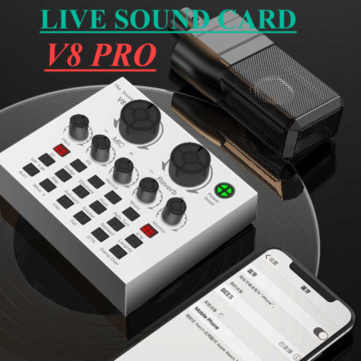 Sound Card V8 Pro Vixsound Mixer Audio External Sound Card Bluetooth