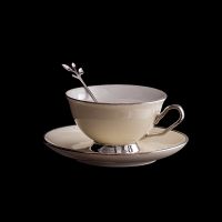 Genuine Original High-end Light luxury coffee cup home ceramic cup saucer and spoon set afternoon tea teacup high-end floral teacup retro gift box gift