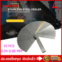 【สปอตกรุงเทพ】32PCS Stainless steel Blades Universal Thickness Gage Set Metric Guage Stainless Steel Feeler Gauges High Accuracy Gap Measuring Tool 0.04-0.88 mm Gap Size .0015-.035 Copper Sheet gap gauge