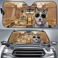 Funny Rich Heeler Wearing Sun Glasses Car Sunshade Personalized Windshield Sunshade Anti-UV Block Sun Universal Car Sunshade