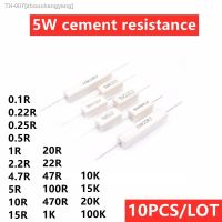 ❀✌ 10PCS/LOT 5W 5 cement resistance 0.1R 0.22R 0.25R 0.5R 1R 47R 5R 470R 10R 15R 20R 22R 100R 1K 10K 15K 100K 5 ceramic resistor