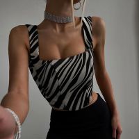 top●[HOT W] YINGDINGST Women Camisole Party Y2K Zebra Pattern Tank Tops Cropped Corset Sexy Camis Sports Bra Gothic Vest Streetwear