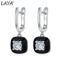 Laya Silver Earrings For Women Pure 925 Sterling Silver Retro Style High Quality Zircon White Black Enamel Fashion Jewelry