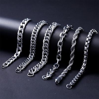6/7/9/10mm Chunky Miami Curb Chain Bracelet for Men Stainless Steel Cuban Link Chain Wristband Classic Punk Heavy Male Jewelry