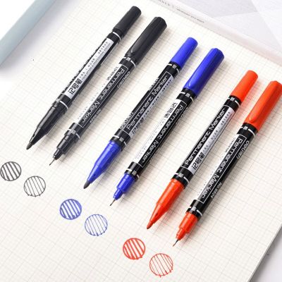 21Pcs เครื่องหมายถาวร Dual Tip ปากกา0.5มม.1มม. สีดำสีฟ้าสีแดงกันน้ำ Fast Dry สำนักงานเครื่องเขียนป้ายถาวร Marker ปากกา