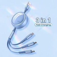 2in1 6A 100W สาย USB สำหรับ honor Retractable แบบพกพา3 In 1 Micro USB Type C Fast Charger สำหรับ Samsung