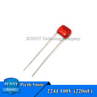 20Pcs CBB22 224J 100V 220nF 0.22UF CBB ตัวเก็บประจุฟิล์มโพลีโพรพิลีนเมทาลิค Capacitor Pitch 5MM 100V 224J 224K