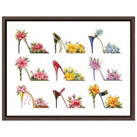 High heels collections cross embroidery kits flower pattern 18ct 14ct 11ct unprint canvas Cross-stitch DIY needlework