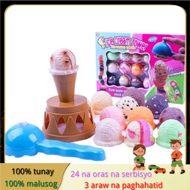 Ice Cream Stacking Tower with Scooper Balancing Fun Game Set