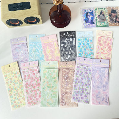 Laser Photo Ribbon Hand Card Goo Flower Ins Sticker