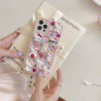 Kawaii Sanrio 3D Hello Kitty Transparent Phone Case for IPhone 14 13 12 11 Pro Max 14 Pro Anti-fall Case Girl Gift