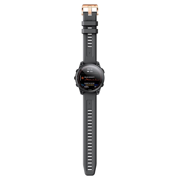 สำหรับ-garmin-fenix-7s-สายนาฬิกาข้อมือหัวเข็มขัดสีทองกุหลาบซิลิโคน-สีดำ-ขายเอง