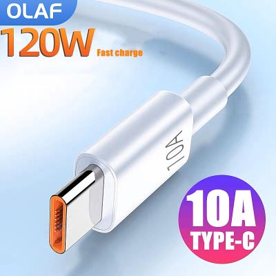 Olaf 10A สาย USB ชนิด C Super-สายชาร์จแบบเร็วสำหรับ Huawei P40 P30 Mate40สายข้อมูลชาร์จอย่างรวดเร็ว USB 120W สำหรับ Realme Xiaomi 12 Pro