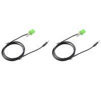 2X 6Pin Green Connector Stereo 3.5MM Jack Audio Aux-in MP3 Cable Wire for Jazz Fit 2002-2006