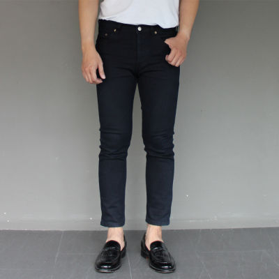 Golden Zebra Jeans (sizeเอว28-40)ยีนส์ชายริมเเดงขาเดฟผ้ายืดสีดำ