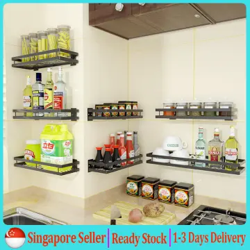 1pc Punch-free Iron Kitchen Spice Bottle Storage Rack, Cabinet Door Wall  Hanging Spice Rack