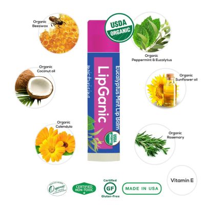 Lipganic Eucalyptus Mint Organic Lip Balm ลิปแกนิค ยูคาลิปตัส มิ้นต์ ลิปออร์แกนิค ผลิตจากธรรมชาติ (4.25g)