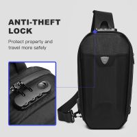 OZUKO Hard Shell Fashion Men Chest Bag Anti-theft Waterproof Shoulder Crossbody Bags USB Charging