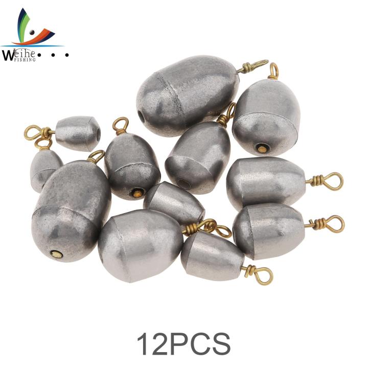 Weihe 12pcs Bass Casting Lead Sinker Drop Fishing Weights 4g 7g 10g 14g 20g  28g Mixed Iron Bell Copper Swivel Ring Fishing Accessories