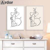 ▧ Baby Mum Dad Love Family Line วาดสีดำสีขาวเนอสเซอรี่ Wall Art ภาพวาดผ้าใบ Nordic โปสเตอร์และพิมพ์ภาพตกแต่งบ้าน