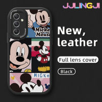 Jlingji เคส A54 A34 A14ปลอกสำหรับ Samsung 5G เคสการ์ตูน Mickey Mouse บางดีไซน์ใหม่นุ่มหนังซิลิกาเคสโทรศัพท์เจลฝาปิดเลนส์เต็มรูปแบบเคสกันกระแทกกันกระแทก