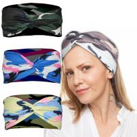 【CW】 Outdoor Sport Gym Hair Band Camouflage Print Headband Sweatband Elastic Wide