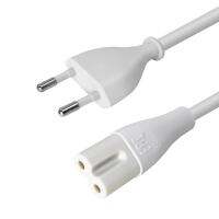 สายไฟเพาเวอร์แบบ 2 ขาสีขาว  White EU power cable 1.5M Figure 8 C7 to 2 Pin Plug for PS4 apple TV DVD Camera PC Notebook