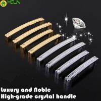 128mm 160mm Fashion Dexule Diamond Furniture Handle Solid Gold Silver Clear Crystal Kitchen Cabinet Cupboard Dresser Pull Handle Door Hardware