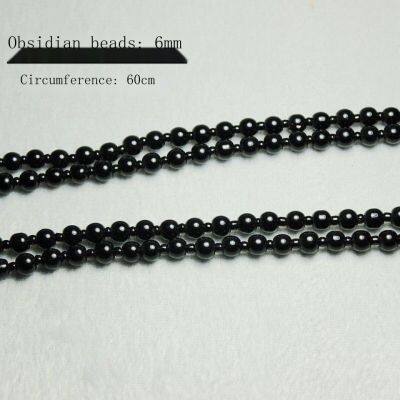 Fashion necklace Six Words Chain Pendant Hang Rope Obsidian Black Round Pearl Pendant Rope Necklace Rope Beads Pendant Rope With Men And Women