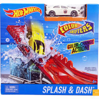 Hot Wheels Color Shifter Splash &amp; Dash 2008 Mitsubishi Lancer Evolution รถเปลี่ยนสีได้พร้อมรางแข่ง ของแท้