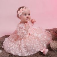 ZZOOI 2023 New Born Baby Long Sleeve Mesh Princess Dress Three-dimensional Butterfly Puffy Dress for Birthday Girl Big Bow Party Dress