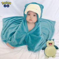 【LZ】℗  Anime Cartoon Pokemon Pikachu Snorlax infantil com capuz capa bebê banho banheiro embrulhado toalha macia quente Quilt sair roupas