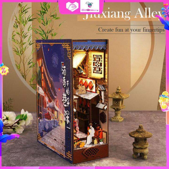 Light Up Book Nook Dollhouse Kit Wooden Book Nook Kit Educational 3D