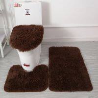 Bernicl 3PCS Bathroom Bath Mat Set Soft Fluff Shower Carpet Non-slip Floor Mats for Bedroom Toilet Rugs Lid Cover