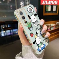 JIUMOO เคสสำหรับ Vivo Y76s Y76 Y74s 5G เคสลายการ์ตูน Sanrio Pochacco เคสโทรศัพท์ชุบหรูหรากันกระแทกขอบสี่เหลี่ยมลวดลายแฟชั่นเคสซิลิโคนคลุมทั้งหมดป้องกันเลนส์กล้อง